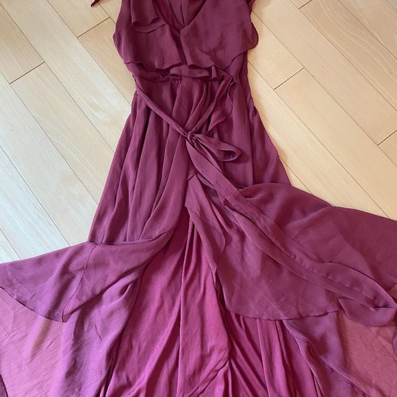 NWT Burgundy Formal ASOS Drape Chiffon Dress - Picture 10 of 11